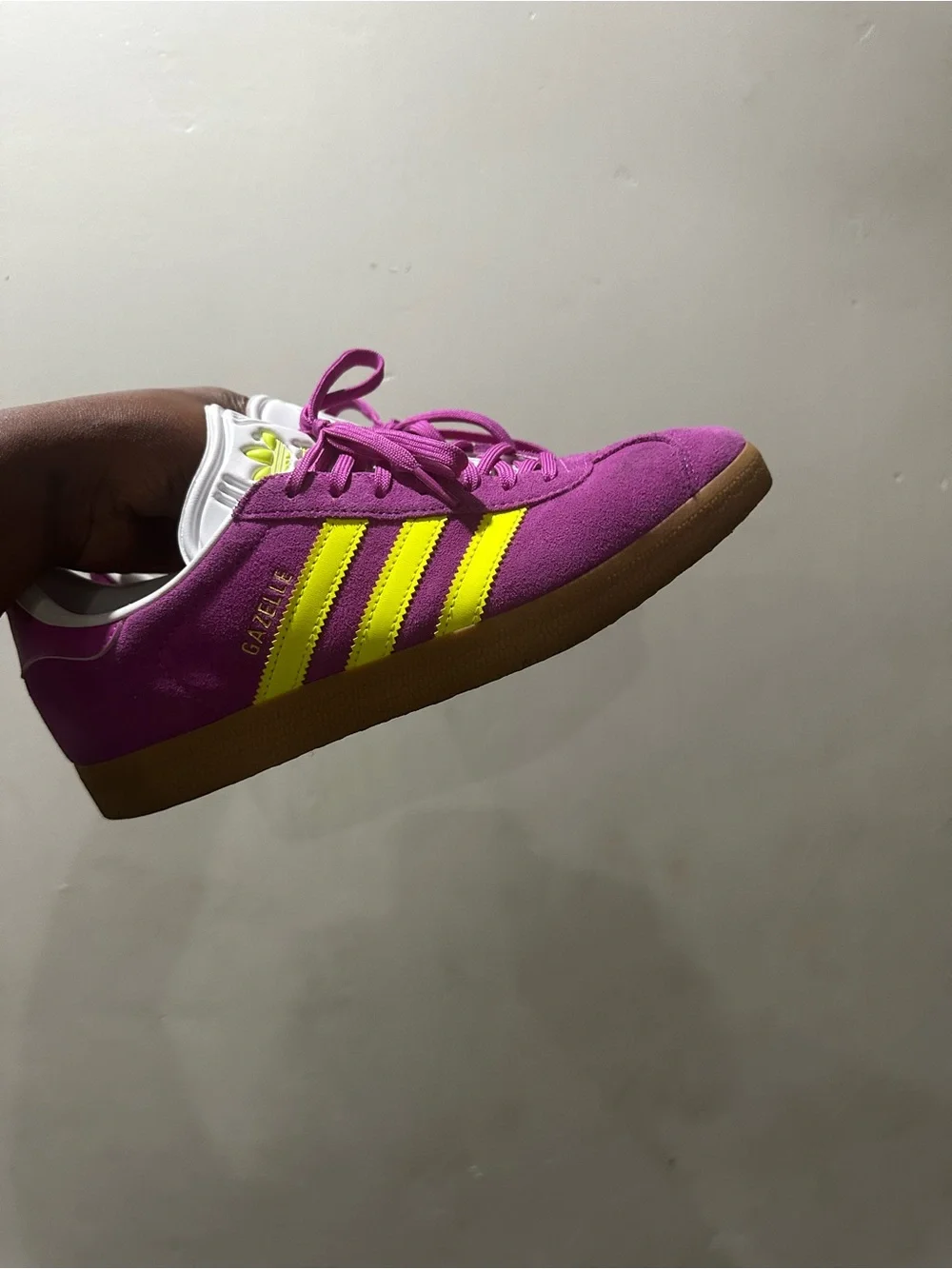 adidas Gazelle Suede Sneaker - Purple with Yellow Stripes